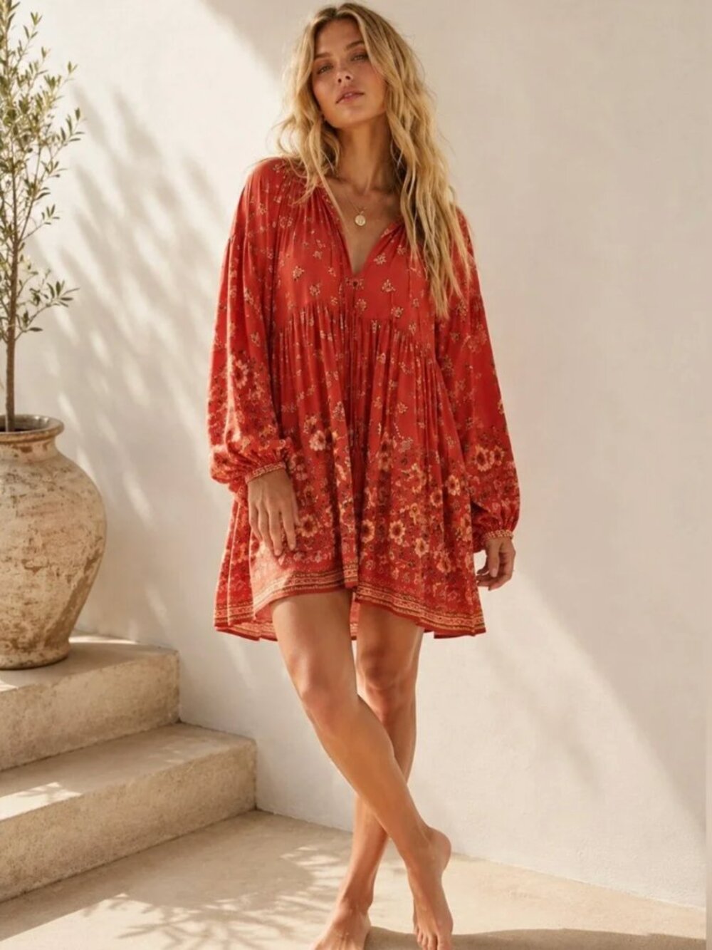 🔥 Spell & The Gypsy Joni Tunic – Campfire – XS – Rare Boho Mini Dress